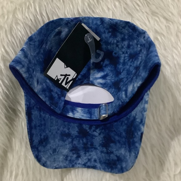 MTV OFFICIAL MUSIC TELEVISION Tie Dye Blue Adult Adjustable Strap BASEBALL Cap - Picture 3 of 6